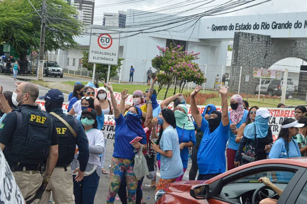 Mulheres Casadas Com Detentos Protestam Após Suspensão Visitas Prisões Janeiro — Fotografia de Stock