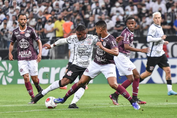 Paulista Fotbollsmästerskap Korintierbrevet Och Ferroviaria Paulinho Från Corinthians Laget Fotbollsmatchen — Stockfoto
