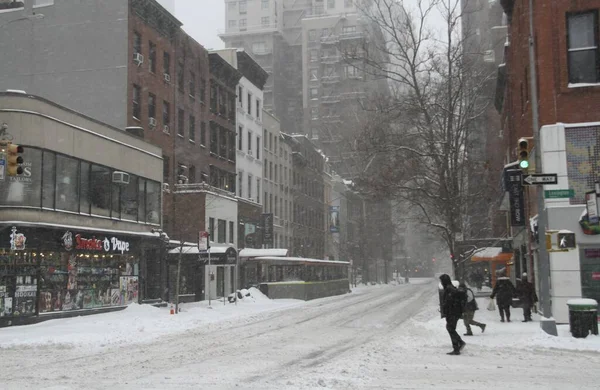 Tempête Hiver New York Janvier 2022 New York Usa Avertissement — Photo