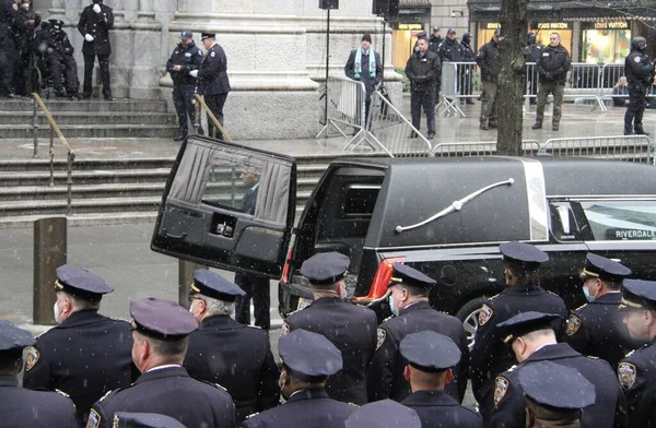 Caixão Jason Rivera Oficial Nypd Morto Deixa Catedral Patricks Janeiro — Fotografia de Stock