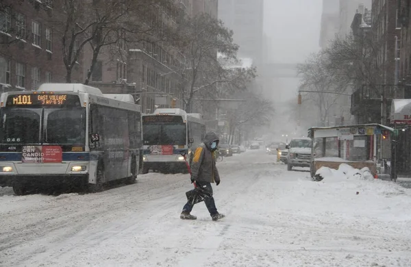 Χειμερινή Καταιγίδα Στη Νέα Υόρκη Ιανουαρίου 2022 Νέα Υόρκη Ηπα — Φωτογραφία Αρχείου