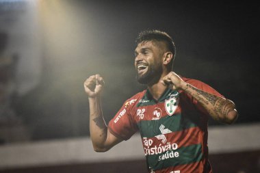 Paulista Futbol Şampiyonası İkinci Lig Portekiz ve Monte Azul. 31 Ocak 2022, Sao Paulo, Brezilya: Portekiz takımından futbolcu Luan, Portekiz ve Monte Azul arasındaki futbol maçında golünü kutluyor.