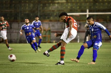 Paulista Futbol Şampiyonası İkinci Lig Portekiz ve Monte Azul. 31 Ocak 2022, Sao Paulo, Brezilya: Portekiz takımından futbolcu Luan, Portekiz ve Monte Azul arasındaki futbol maçında golünü kutluyor.