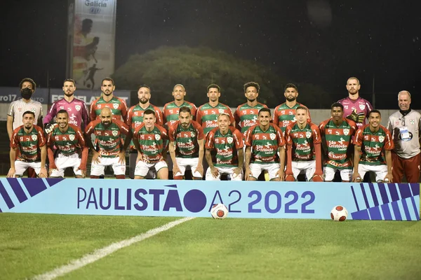 保利斯塔足球锦标赛第二赛区 亚兹尔山 2022年1月31日 巴西圣保罗 来自圣保罗萨队的卢安在圣保罗萨和阿苏尔之间的足球比赛中庆祝自己的进球 — 图库照片