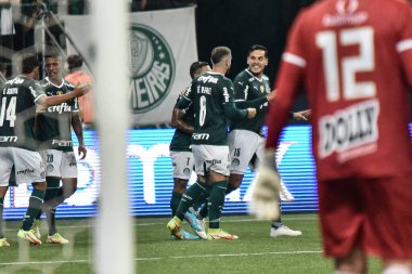 Paulista Futbol Şampiyonası 2022 Palmeira ve Agua Santa. 1 Şubat 2022, Sao Paulo, Brezilya: Palmeiras ve Agua Santa arasındaki futbol maçı, 2022 Paulista Futbol Şampiyonası 'nın 3. turu için geçerlidir.