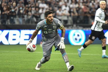Paulista Futbol Şampiyonası: Korintliler ve Santos. 2 Şubat 2022, Sao Paulo, Brezilya: Çarşamba günü Sao Paulo 'daki Neo Quimica Arena' da düzenlenen Paulista Futbol Şampiyonası 'nın 3. turu için Corinthians ve Santos arasındaki futbol maçı geçerli.