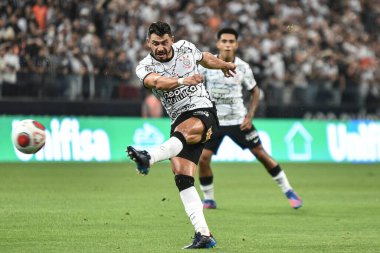 Paulista Futbol Şampiyonası: Korintliler ve Santos. 2 Şubat 2022, Sao Paulo, Brezilya: Çarşamba günü Sao Paulo 'daki Neo Quimica Arena' da düzenlenen Paulista Futbol Şampiyonası 'nın 3. turu için Corinthians ve Santos arasındaki futbol maçı geçerli.