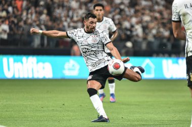 Paulista Futbol Şampiyonası: Korintliler ve Santos. 2 Şubat 2022, Sao Paulo, Brezilya: Çarşamba günü Sao Paulo 'daki Neo Quimica Arena' da düzenlenen Paulista Futbol Şampiyonası 'nın 3. turu için Corinthians ve Santos arasındaki futbol maçı geçerli.