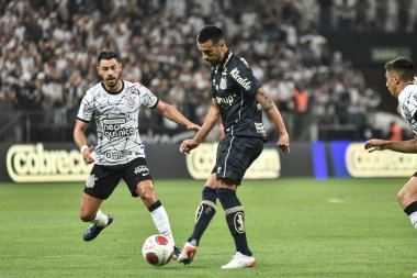 Paulista Futbol Şampiyonası: Korintliler ve Santos. 2 Şubat 2022, Sao Paulo, Brezilya: Çarşamba günü Sao Paulo 'daki Neo Quimica Arena' da düzenlenen Paulista Futbol Şampiyonası 'nın 3. turu için Corinthians ve Santos arasındaki futbol maçı geçerli.