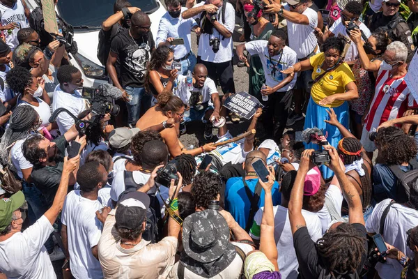 Protestocular Rio Janeiro Kongolu Mose Mugenyi Kabagambe Nin Ölümünü Protesto — Stok fotoğraf