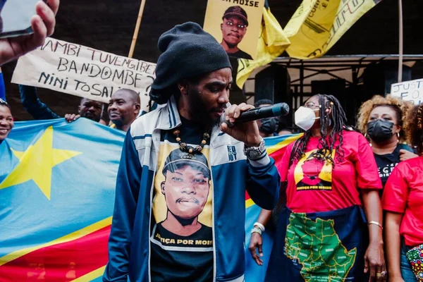 Manifestantes Exigem Justiça Durante Protesto Contra Morte Congolês Mose Mugenyi — Fotografia de Stock