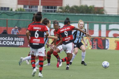 Brezilya Kadınlar Süper Kupası yarı finalleri Flamengo ve Gremio. 9 Şubat 2022, Rio de Janeiro, Brezilya: Luso-Brasileiro Stadyumu 'nda düzenlenen Brezilya Bayanlar Futbol Süper Kupası yarı finali için geçerli olan Flamengo ve Gremio arasındaki futbol maçı