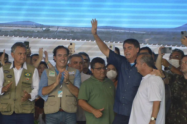 Президент Бразилии Хаир Болсонаро Время Мероприятия Приходу Вод Транспозиции Реки — стоковое фото