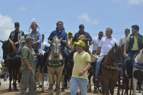 Brasiliens President Jair Bolsonaro Händelse Vid Ankomsten Vatten Från Införlivandet — Stockfoto