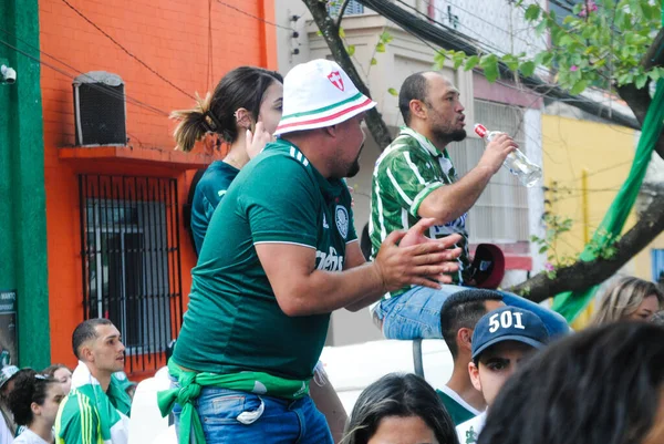 Palmeiras Fans Titta Matchen Mot Chelsea För Fifa Club Februari — Stockfoto