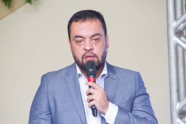 Ana atletizm müsabakalarının dönüşüyle ilgili basın toplantısı. 15 Şubat 2022, Rio de Janeiro, Brezilya: Palacio Guanabara 'da Rio de Janeiro Dış İşleri Bakanı Gutemberg Fonseca ile basın toplantısı