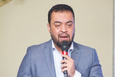 Ana atletizm müsabakalarının dönüşüyle ilgili basın toplantısı. 15 Şubat 2022, Rio de Janeiro, Brezilya: Palacio Guanabara 'da Rio de Janeiro Dış İşleri Bakanı Gutemberg Fonseca ile basın toplantısı