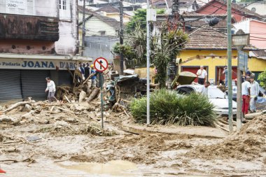 Petropolis 'te sel felaketinin ardından en az 80 kişi hayatını kaybetti. 16 Şubat 2022, Petropolis, Rio de Janeiro, Brezilya: Rio de Janeiro dağlık bölgesinde Petropolis 'te meydana gelen sel felaketinin görüntüsü