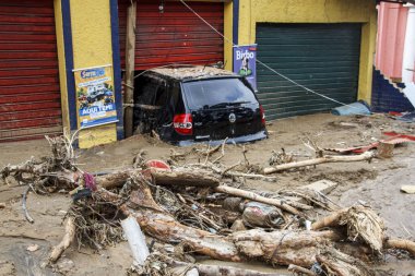 Petropolis 'te sel felaketinin ardından en az 80 kişi hayatını kaybetti. 16 Şubat 2022, Petropolis, Rio de Janeiro, Brezilya: Rio de Janeiro dağlık bölgesinde Petropolis 'te meydana gelen sel felaketinin görüntüsü