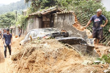 Petropolis 'te sel felaketinin ardından en az 80 kişi hayatını kaybetti. 16 Şubat 2022, Petropolis, Rio de Janeiro, Brezilya: Rio de Janeiro dağlık bölgesinde Petropolis 'te meydana gelen sel felaketinin görüntüsü