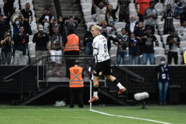 Paulista Futbol Şampiyonası: Korintliler ve Sao Bernardo. 16 Şubat 2022, Sao Paulo, Brezilya: Neo Quimica Arena 'da düzenlenen Paulista Futbol Şampiyonası' nın 7. turu için geçerli olan Korintliler ve Sao Bernardo FC arasındaki futbol maçı 