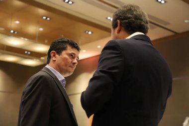 Brezilya Başkanlığı Adayıyla LIDE Öğle Yemeği Tartışması. 18 Şubat 2022, Sao Paulo, Brezilya: Brezilya cumhurbaşkanı adayı Sergio Moro, Simone Tebet ve Luiz Felipe d 'Avila ile başkanlık serisi. LIDE Öğle Yemeği Tartışması