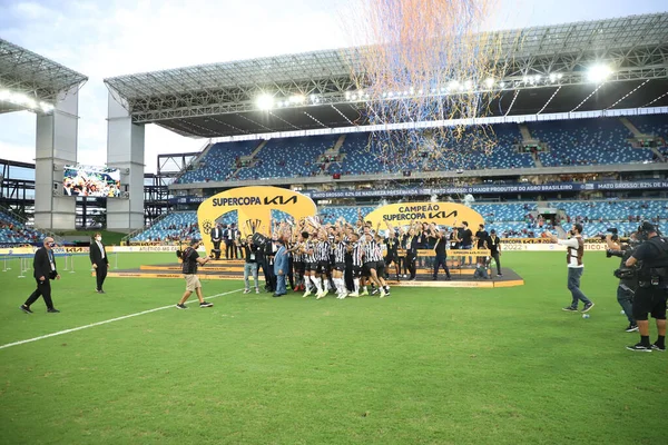 Cuiaba Mato Grosso Brasil Fevereiro 2022 Jogadores Atlético Mineiro Comemoram — Fotografia de Stock