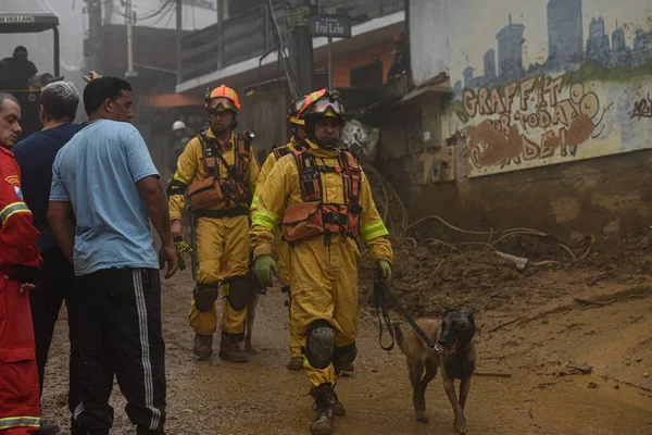 Petropolis Rio Janeiro Brasilien Februari 2022 Brandmän Civilförsvar Och Befolkningssökning — Stockfoto