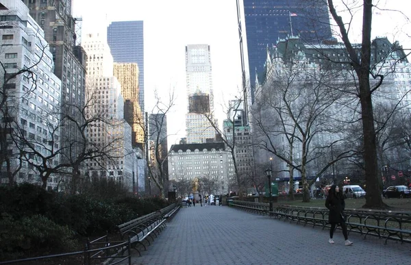 Nova York Eua Central Park Fevereiro 2022 Movimento Intenso Pessoas — Fotografia de Stock