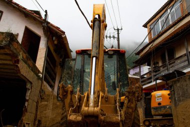 Petropolis 'teki yağmurlar yüzünden heyelan sonucu oluşan hasarın görüntüsü. 24 Şubat 2022, Petropolis, Rio de Janeiro, Brezilya: Morro da Oficina 'da yağan yağmurlar nedeniyle heyelanın yol açtığı hasarın görüntüsü