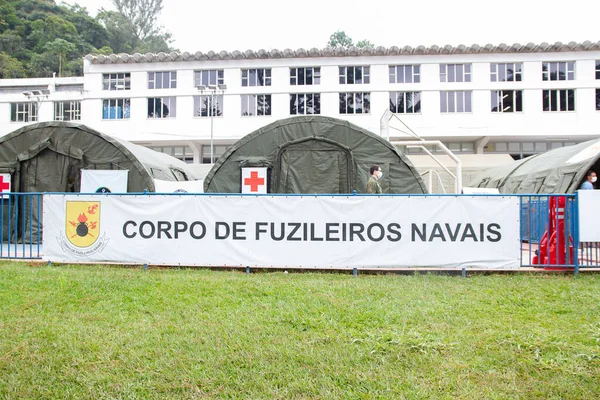 Int Braziliaanse Marine Veldhospitaal Richt Zich Slachtoffers Van Petropolis Aardverschuiving — Stockfoto