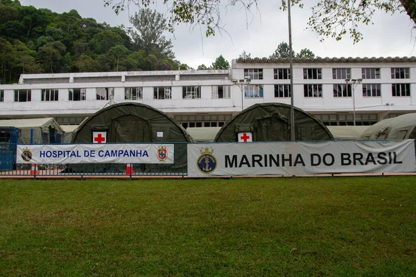Int Braziliaanse Marine Veldhospitaal Richt Zich Slachtoffers Van Petropolis Aardverschuiving — Stockfoto