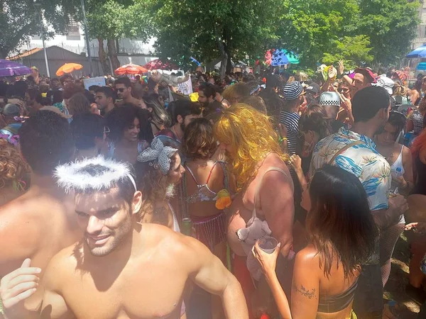 Karneval Rio Veselí Tvůrci Průvod Bloku Ulicemi Morro Conceicao Února — Stock fotografie