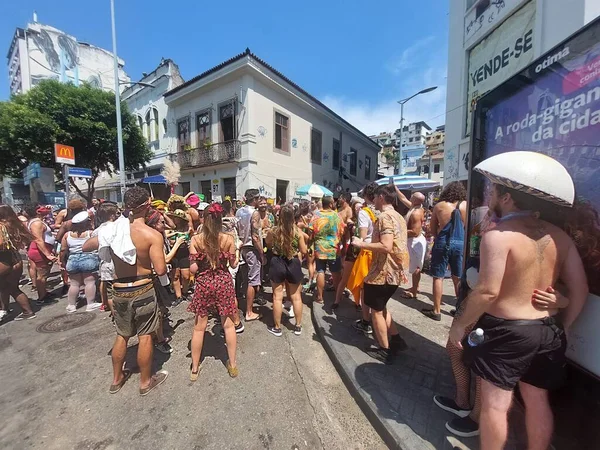Rio Karnavalı Morro Conceicao Caddelerinde Şenlik Düzenleyenler Geçit Töreni Yapıyorlar — Stok fotoğraf