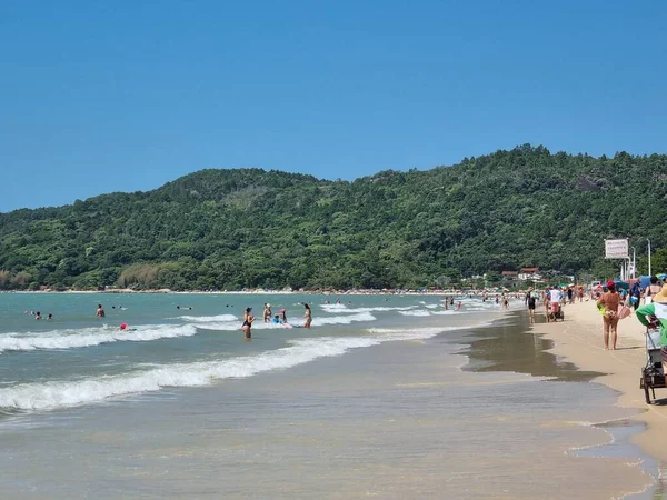 Lutego 2022 Florianopois Santa Catarina Brazylia Ruch Kąpiących Się Plaży — Zdjęcie stockowe