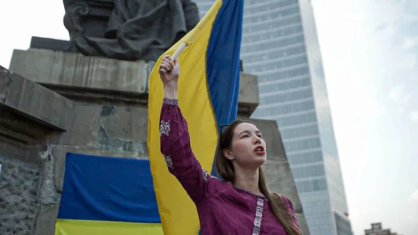 Int Українці Протестують Проти Російського Вторгнення Україну Мехіко Лютого 2022 — стокове фото