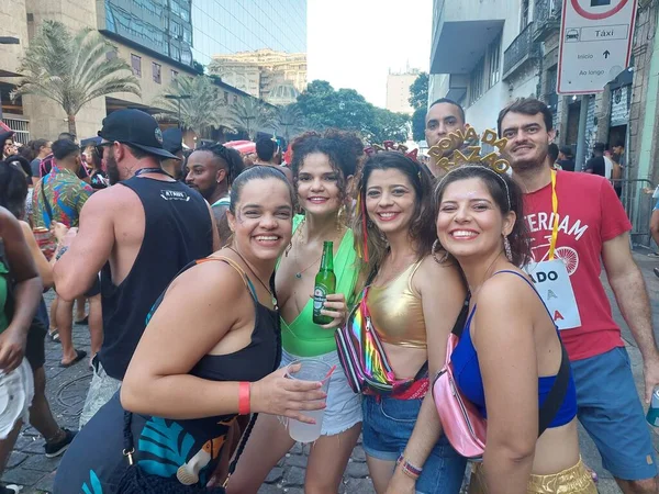 Revelers Baví Karnevalem Centru Rio Janeiro Února 2022 Rio Janeiro — Stock fotografie