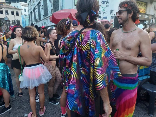 Revelers Baví Karnevalem Centru Rio Janeiro Února 2022 Rio Janeiro — Stock fotografie