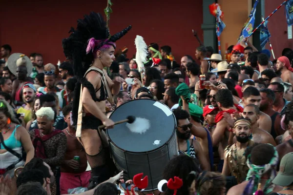 Los Juerguistas Divierten Con Otro Bloque Carnaval Centro Río Janeiro — Foto de Stock