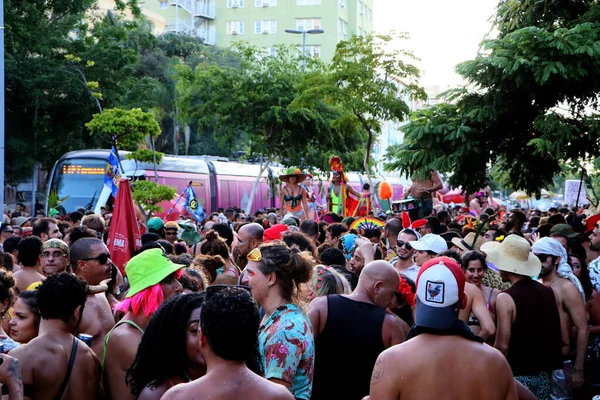 Revelers Have Fun Another Carnival Block Downtown Rio Janeiro March — Stock Photo, Image