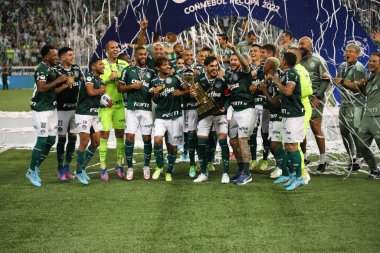 Sudamericana Futbol Recopa Finali: Palmeiras ve Athletico-PR. 2 Mart 2022, Sao Paulo, Brezilya. Athletico Paranaensa 'ya karşı 2-0' lık galibiyetten sonra Sudamericana Futbol Recopa Finali