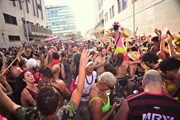 Revelers Szórakozik Egy Másik Karneváli Blokk Rio Janeiro Belvárosában 2022 — Stock Fotó
