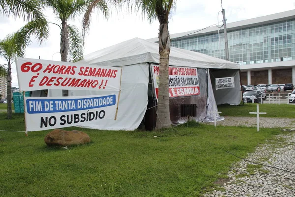 Policía Militar Paraná Mantiene Vigilia Durante Protesta Por Pago Atrasado — Foto de Stock