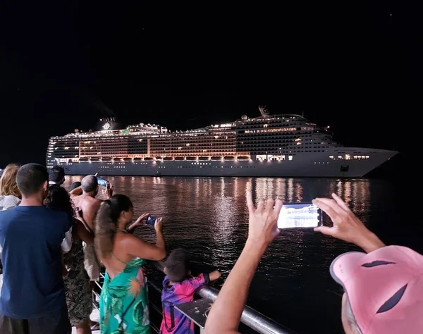 Transatlantic Msc Seaside Verlässt Den Hafen Von Santos Nach Der — Stockfoto