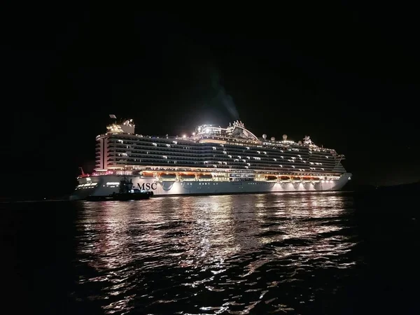 Трансатлантический Msc Seaside Покидает Порт Сантос После Получения Разрешения Национального — стоковое фото