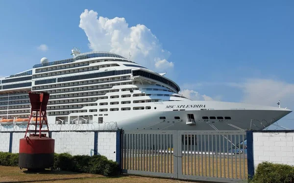 Loď Msc Splendida Přistává Brazilském Námořním Molu Přístavu Santos Pro — Stock fotografie