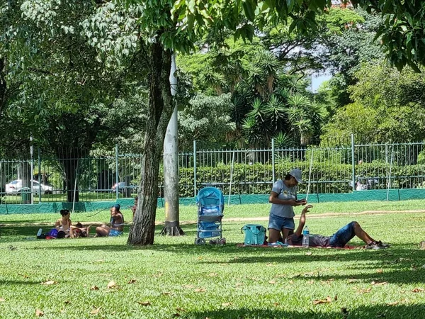 Gente Disfruta Otro Día Intenso Calor Ciudad Sao Paulo Parque —  Fotos de Stock