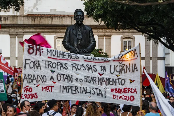 Demonstration International Women Day Takes Place Downtown Rio Janeiro March — Stock Photo, Image