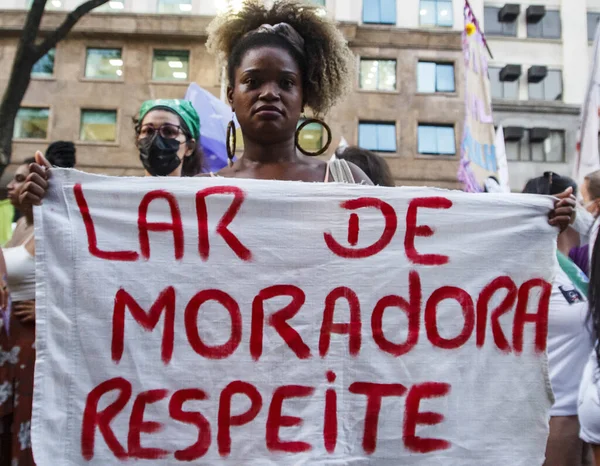 Manifestação Para Dia Internacional Mulher Acontece Centro Rio Janeiro Março — Fotografia de Stock