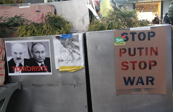 Protestos Ucranianos Contra Invasão Russa Ucrânia Times Square Março 2022 — Fotografia de Stock